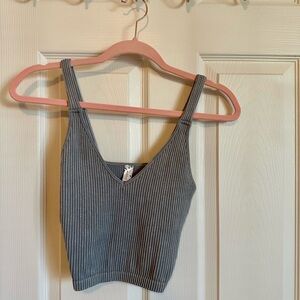 Gray Ribbed Women's Tank Top